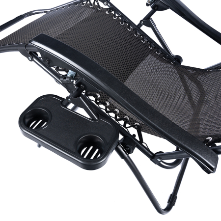 Sezlong pliabil cu parasolar si tetiera, reglabil in 2 pozitii, suport pahare, 174cm, gri [3]