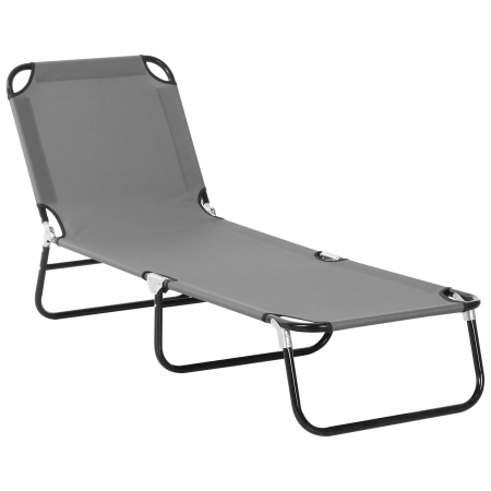 Gradina & balcon -  sezlong Pliabil cu Spatar Reglabil in 5 Pozitii, sezlong de Gradina cu Material Respirabil din tesatura Oxford, pentru Plaja, Piscina, Gradina, 188x56x28 cm, Gri