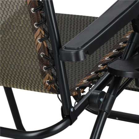 Sezlong pliabil cu masuta laterala si tetiera, spatar reglabil, textilene impermeabil, max 120 kg, 175x67 cm, maro [15]