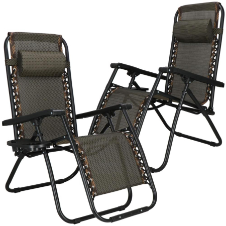 Sezlong pliabil cu masuta laterala si tetiera, spatar reglabil, textilene impermeabil, max 120 kg, 175x67 cm, maro [11]