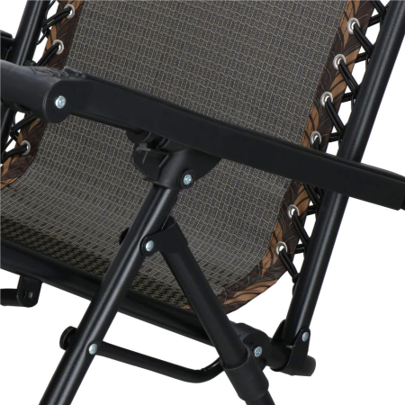 Sezlong pliabil cu masuta laterala si tetiera, spatar reglabil, textilene impermeabil, max 120 kg, 175x67 cm, maro [16]