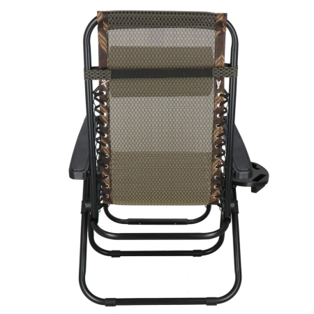 Sezlong pliabil cu masuta laterala si tetiera, spatar reglabil, textilene impermeabil, max 120 kg, 175x67 cm, maro [12]