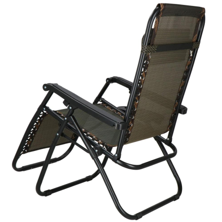 Sezlong pliabil cu masuta laterala si tetiera, spatar reglabil, textilene impermeabil, max 120 kg, 175x67 cm, maro [13]