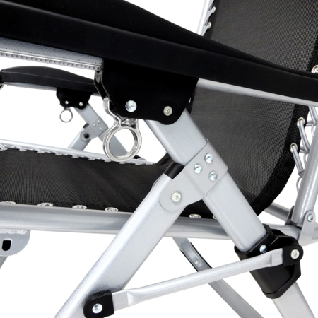 Sezlong pliabil gravitate zero, 175x65 cm, cu masuta si buzunar organizator, 120 kg, negru [4]