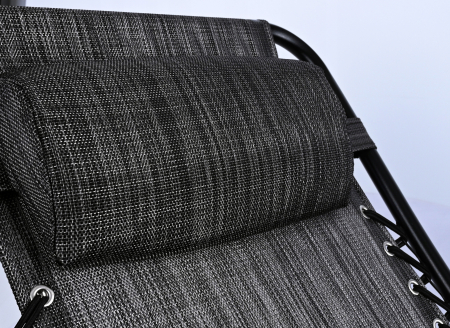 Sezlong pliabil pentru gradina cu tetiera, cadru metalic, suport pahare, maxim 120 kg, 174x65x112 cm, gri [3]