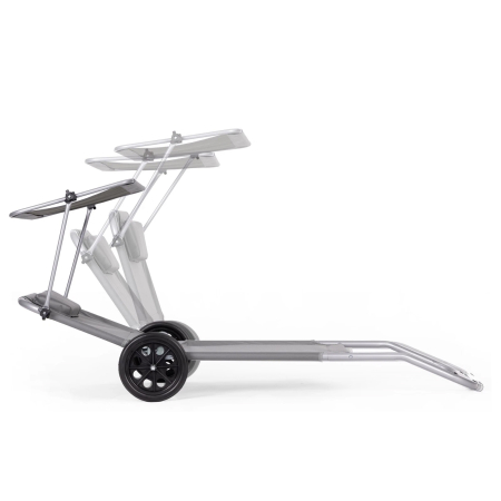 Sezlong pliabil pentru plaja cu roti, cadru metalic si tesatura oxford, parasolar si tetiera, 120 kg, gri [3]