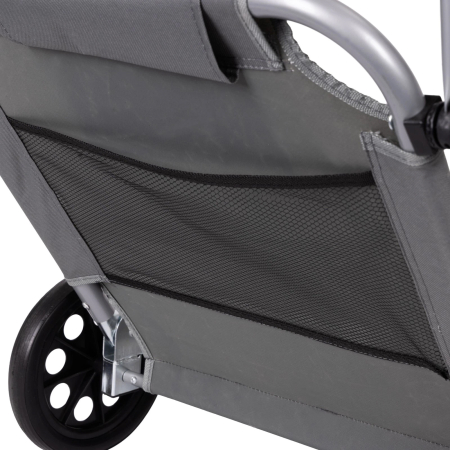 Sezlong pliabil pentru plaja cu roti, cadru metalic si tesatura oxford, parasolar si tetiera, 120 kg, gri [5]