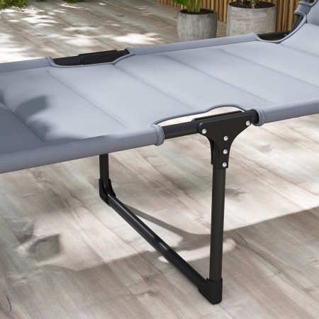  Sezlong pliabil reglabil cu spatar cu 4 pozitii, Gri [7]