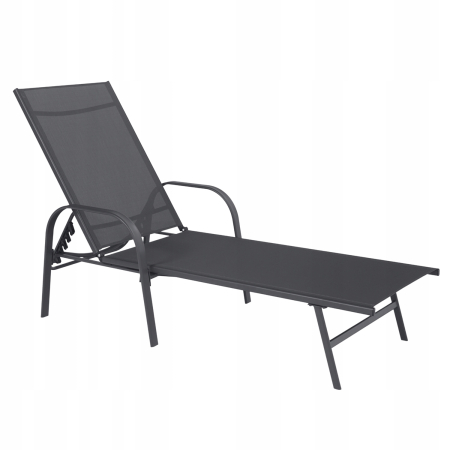Sezlong pliabil reglabil pentru terasa si balcon, textilena si cadru otel, 195x69x94 cm, gri inchis [1]