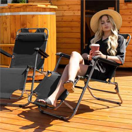 Sezlong pliabil Relax Zero Gravity, 80x60x153cm, negru [8]