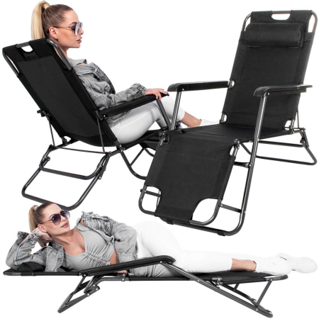 Sezlong pliabil Relax Zero Gravity, 80x60x153cm, negru [4]