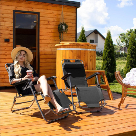 Sezlong pliabil Relax Zero Gravity, 80x60x153cm, negru [6]