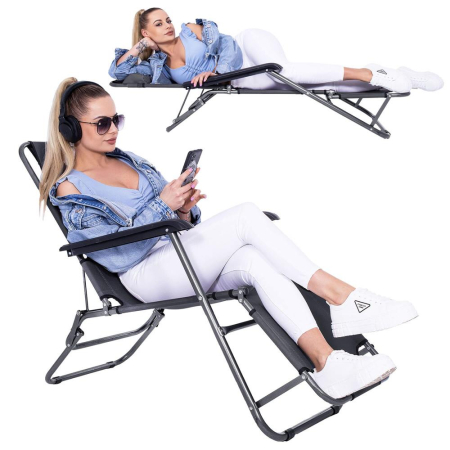 Sezlong pliabil GC13, Relax Zero Gravity, 80x60x153cm, Gri [19]