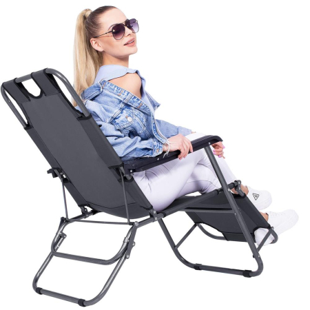 Sezlong pliabil GC13, Relax Zero Gravity, 80x60x153cm, Gri [15]