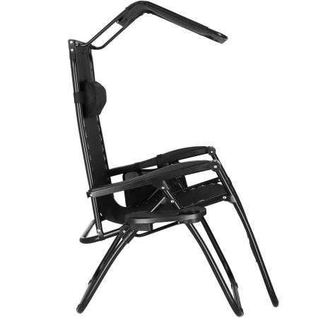 Sezlong pliabil SERSIMO GC3, Relax Zero Gravity cu parasolar, 175cm, negru [10]