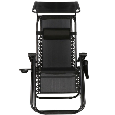 Sezlong pliabil SERSIMO GC3, Relax Zero Gravity cu parasolar, 175cm, negru [13]