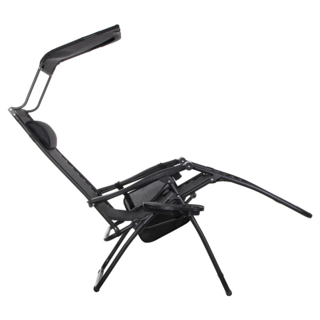 Sezlong pliabil SERSIMO GC3, Relax Zero Gravity cu parasolar, 175cm, negru [1]