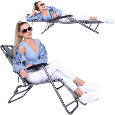 Sezlong pliabil SERSIMO GC30, Relax Zero Gravity, 80x60x153cm, gri mediu [3]