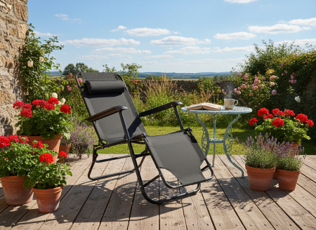 Sezlong pliabil  Relax Zero Gravity, 80x60x153cm, Negru [1]