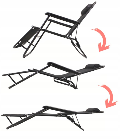 Sezlong pliabil  Relax Zero Gravity, 80x60x153cm, Negru [6]