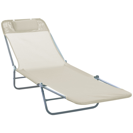 Mobilier gradina si terasa -  sezlong pliabil si reglabil, 182x56x28cm, crem
