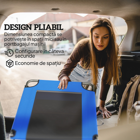  sezlong Pliabil, Spatar Reglabil pe 4 Pozitii, Manere pentru Transport, Culoare Albastru [4]