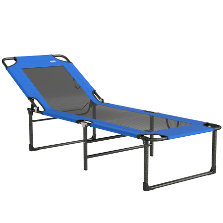 Mobilier gradina si terasa -  sezlong Pliabil, Spatar Reglabil pe 4 Pozitii, Manere pentru Transport, Culoare Albastru