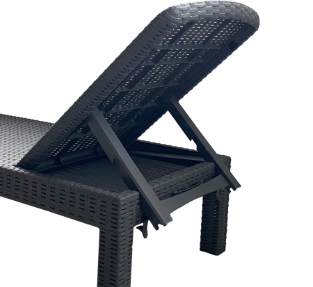 Sezlong pliabil tip valiza, spatar reglabil 3 pozitii, structura usoara compacta, 186x60x30 cm pliat 79x60x16 cm, gri [8]