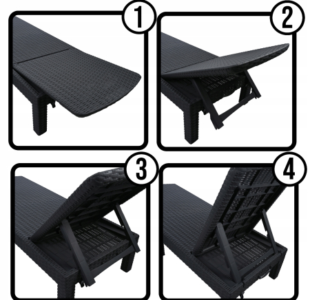 Sezlong pliabil tip valiza, spatar reglabil 3 pozitii, structura usoara compacta, 186x60x30 cm pliat 79x60x16 cm, gri [3]