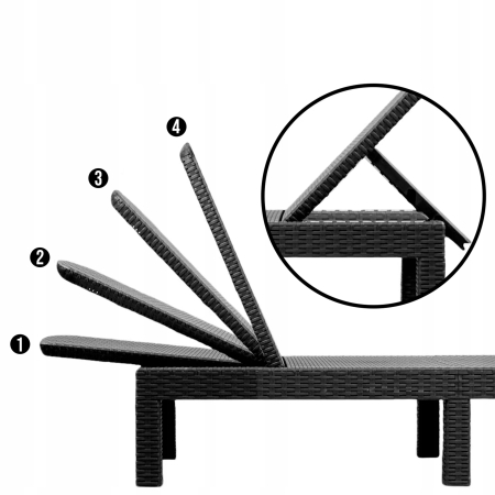 Sezlong pliabil tip valiza, spatar reglabil 3 pozitii, structura usoara compacta, 186x60x30 cm pliat 79x60x16 cm, gri [7]