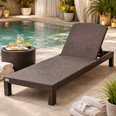 Gradina & balcon - Sezlong pliabil tip valiza, 3 pozitii reglare, structura usoara pentru transport, 186x60x30 cm, maro