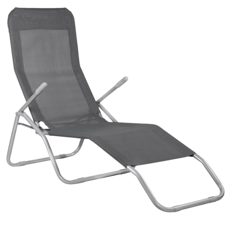 Gradina & balcon - Sezlong pliabil Zero Gravity cu sezut din textilene, capacitate 120 kg, 60x185x96 cm, gri
