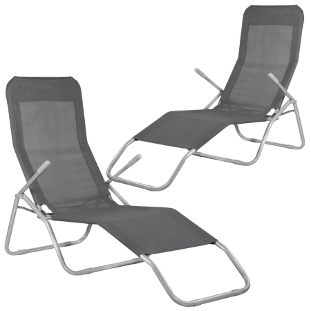 Sezlong pliabil Zero Gravity cu sezut din textilene, capacitate 120 kg, 60x185x96 cm, gri [11]