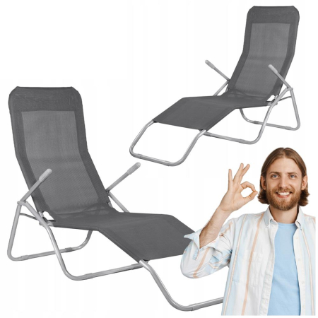 Sezlong pliabil Zero Gravity cu sezut din textilene, capacitate 120 kg, 60x185x96 cm, gri [2]