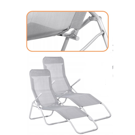 Sezlong pliabil Zero Gravity cu sezut din textilene, capacitate 120 kg, 60x185x96 cm, gri deschis [2]
