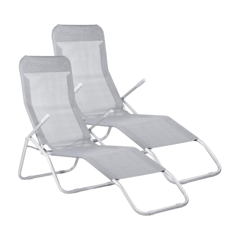 Sezlong pliabil Zero Gravity cu sezut din textilene, capacitate 120 kg, 60x185x96 cm, gri deschis [15]