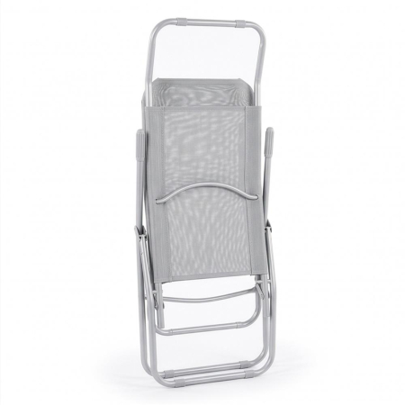 Sezlong pliabil Zero Gravity cu sezut din textilene, capacitate 120 kg, 60x185x96 cm, gri deschis [25]