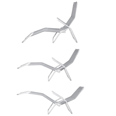 Sezlong pliabil Zero Gravity cu sezut din textilene, capacitate 120 kg, 60x185x96 cm, gri deschis [1]
