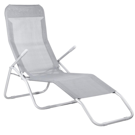 Gradina & balcon - Sezlong pliabil Zero Gravity cu sezut din textilene, capacitate 120 kg, 60x185x96 cm, gri deschis
