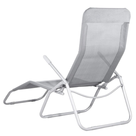 Sezlong pliabil Zero Gravity cu sezut din textilene, capacitate 120 kg, 60x185x96 cm, gri deschis [14]