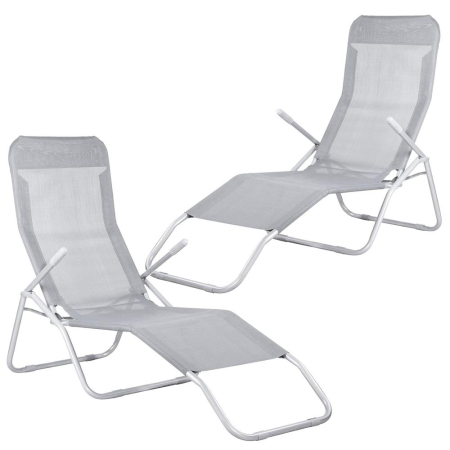 Sezlong pliabil Zero Gravity cu sezut din textilene, capacitate 120 kg, 60x185x96 cm, gri deschis [12]