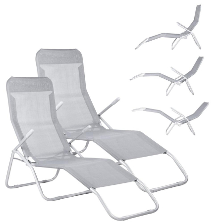 Sezlong pliabil Zero Gravity cu sezut din textilene, capacitate 120 kg, 60x185x96 cm, gri deschis [13]