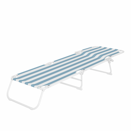 Sezlong pliant, 186 x 56 cm, pentru plaja sau gradina, alb albastru, capacitate 110kg [4]
