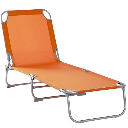 Scaune gradina si sezlonguri - Sezlong pliant  186 x 56 cm, pentru plaja sau gradina, portocaliu, capacitate 110kg