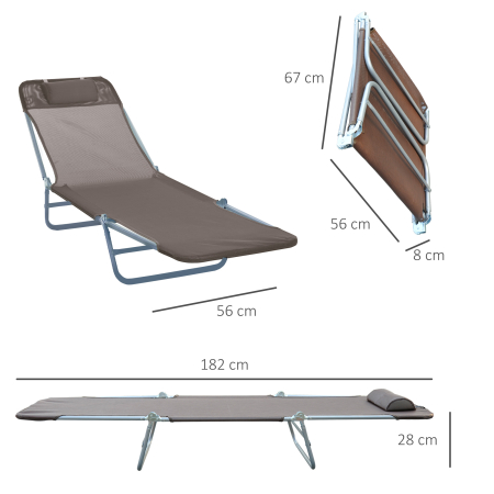  sezlong reglabil, 182x56x28cm, culoare cafea [2]