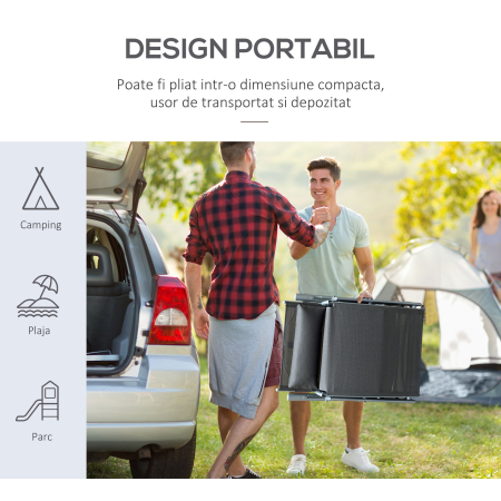  Sezlong Relax Pliabil Schelet in Metal 137x63.5x100.5cm Gri [6]