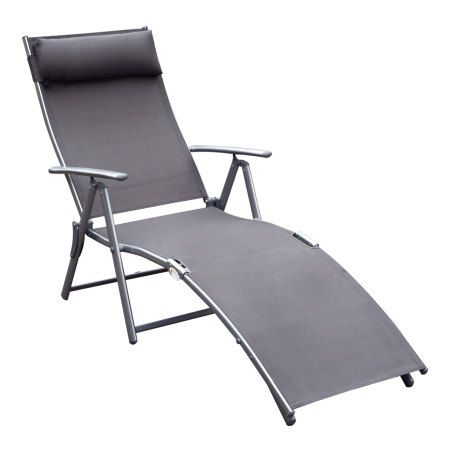  Sezlong Relax Pliabil Schelet in Metal 137x63.5x100.5cm Gri [0]