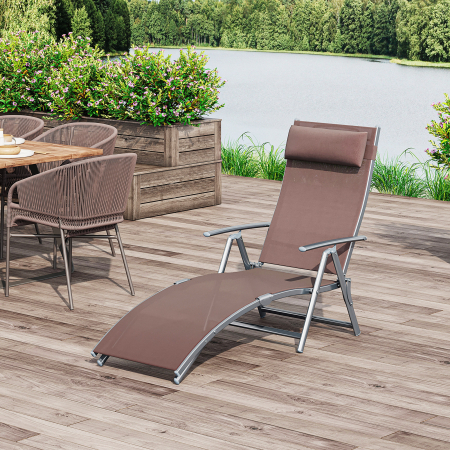  Sezlong Relax Rabatabil Pliabil Schelet in Metal 137x63.5x100.5cm Maro [1]