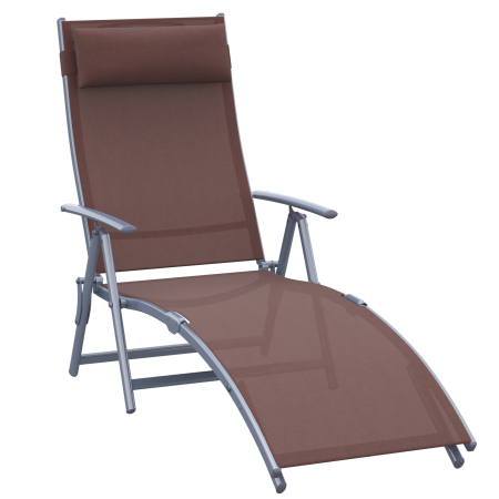 Mobilier gradina si terasa -  Sezlong Relax Rabatabil Pliabil Schelet in Metal 137x63.5x100.5cm Maro