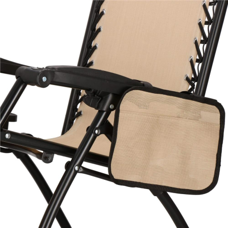 Sezlong scaun pliant plaja sau gradina, Siesta, gravitatie zero, cu tetiera, 175x67x110 cm, bej [6]